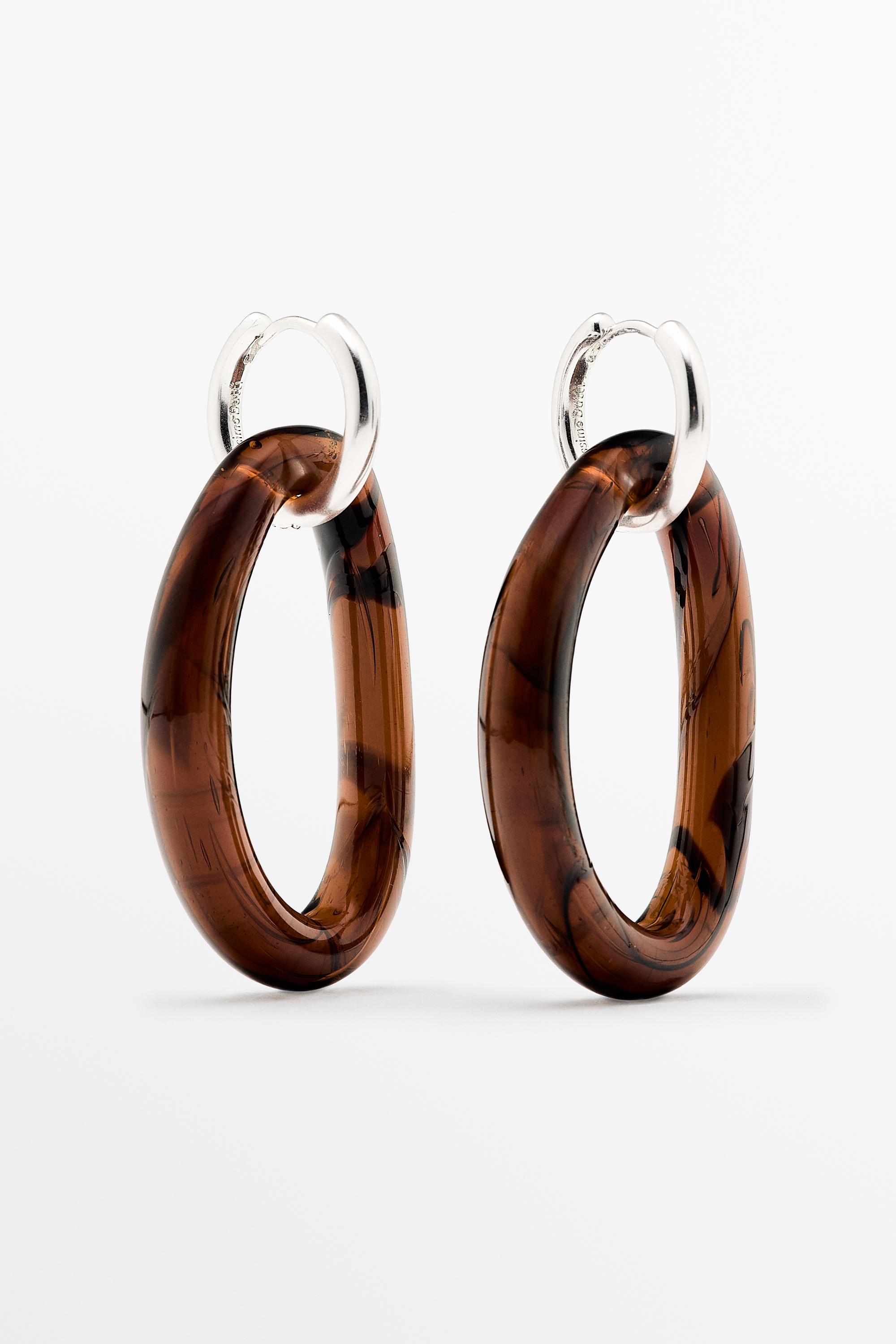 Glass hoop earrings